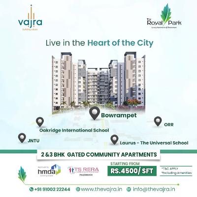 2 and 3BHK Apartments In Bowrampet | Vajradevelopers